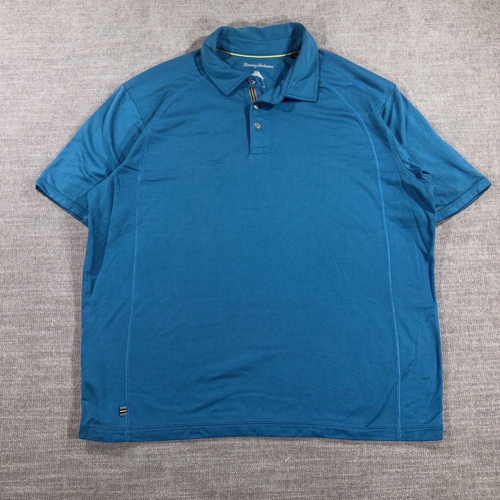 Tommy Bahama Polo Shirt Mens XL Teal Blue Excellent Short Sleeve Performance